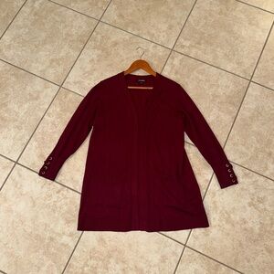 Roz & Ali Vintage OG Burgundy Cozy Sweater Cardigan